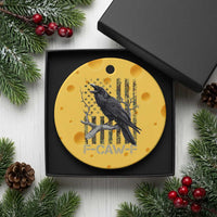Funny Crow Ceramic Ornament F-Caw-F Raven Camo USA Flag Adult Humor - Wonder Print Shop