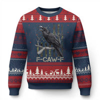 Funny Crow Ugly Christmas Sweater F-Caw-F Raven Camo USA Flag Adult Humor - Wonder Print Shop