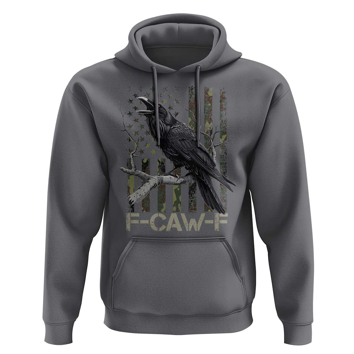 Funny Crow Hoodie F-Caw-F Raven Camo USA Flag Adult Humor - Wonder Print Shop
