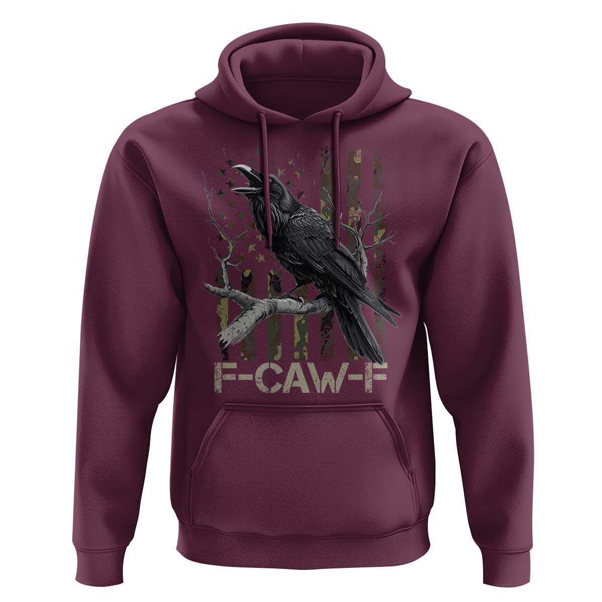 Funny Crow Hoodie F-Caw-F Raven Camo USA Flag Adult Humor - Wonder Print Shop