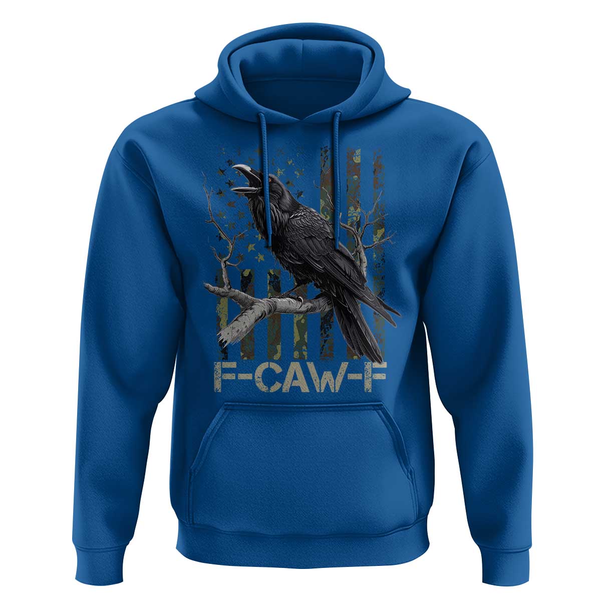 Funny Crow Hoodie F-Caw-F Raven Camo USA Flag Adult Humor - Wonder Print Shop