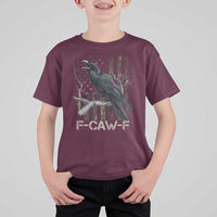 Funny Crow T Shirt For Kid F-Caw-F Raven Camo USA Flag Adult Humor - Wonder Print Shop