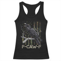 Funny Crow Racerback Tank Top F-Caw-F Raven Camo USA Flag Adult Humor - Wonder Print Shop