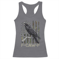 Funny Crow Racerback Tank Top F-Caw-F Raven Camo USA Flag Adult Humor - Wonder Print Shop