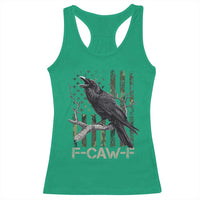 Funny Crow Racerback Tank Top F-Caw-F Raven Camo USA Flag Adult Humor - Wonder Print Shop