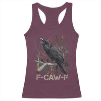 Funny Crow Racerback Tank Top F-Caw-F Raven Camo USA Flag Adult Humor - Wonder Print Shop