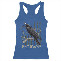 Funny Crow Racerback Tank Top F-Caw-F Raven Camo USA Flag Adult Humor - Wonder Print Shop