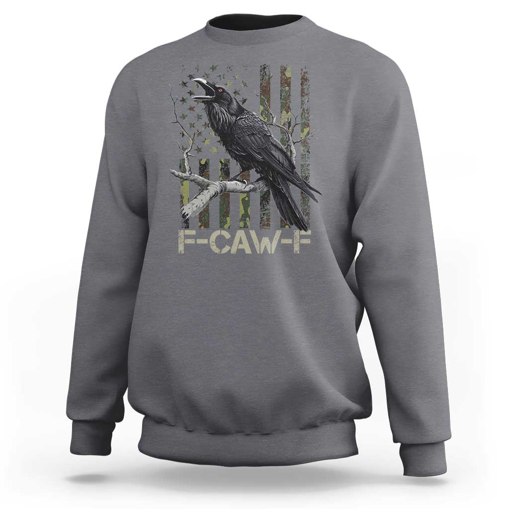 Funny Crow Sweatshirt F-Caw-F Raven Camo USA Flag Adult Humor - Wonder Print Shop