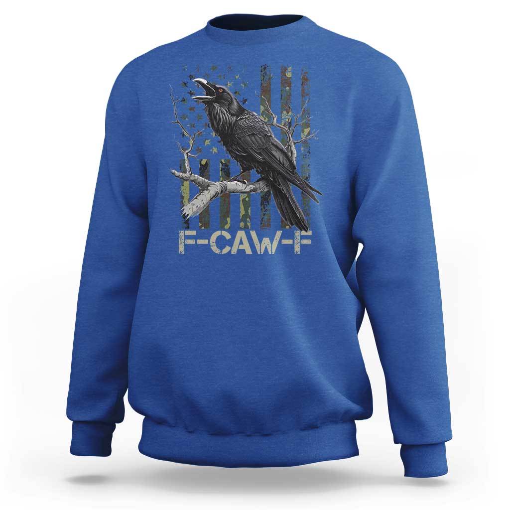 Funny Crow Sweatshirt F-Caw-F Raven Camo USA Flag Adult Humor - Wonder Print Shop