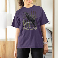 Funny Crow T Shirt For Women F-Caw-F Raven Camo USA Flag Adult Humor - Wonder Print Shop