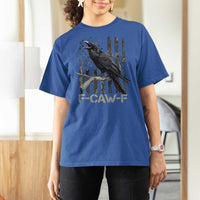 Funny Crow T Shirt For Women F-Caw-F Raven Camo USA Flag Adult Humor - Wonder Print Shop