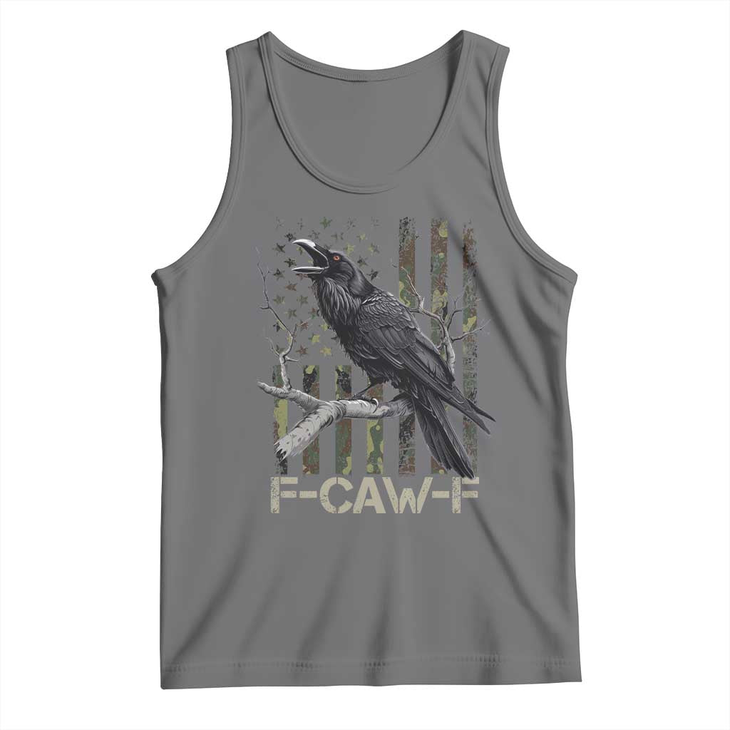 Funny Crow Tank Top F-Caw-F Raven Camo USA Flag Adult Humor - Wonder Print Shop