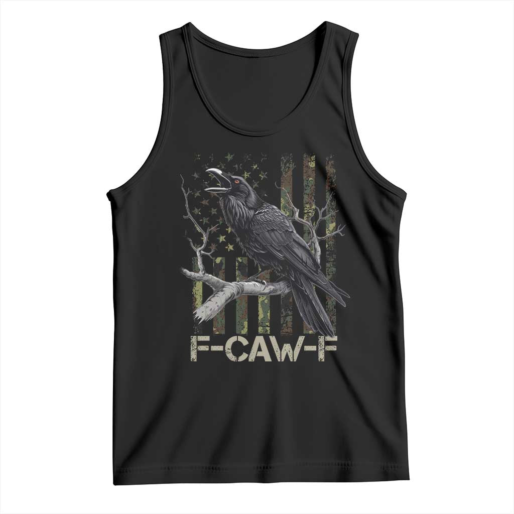 Funny Crow Tank Top F-Caw-F Raven Camo USA Flag Adult Humor - Wonder Print Shop