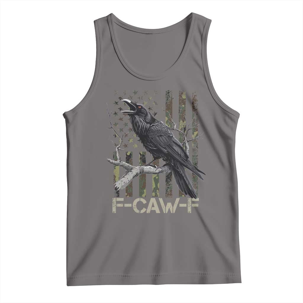 Funny Crow Tank Top F-Caw-F Raven Camo USA Flag Adult Humor - Wonder Print Shop