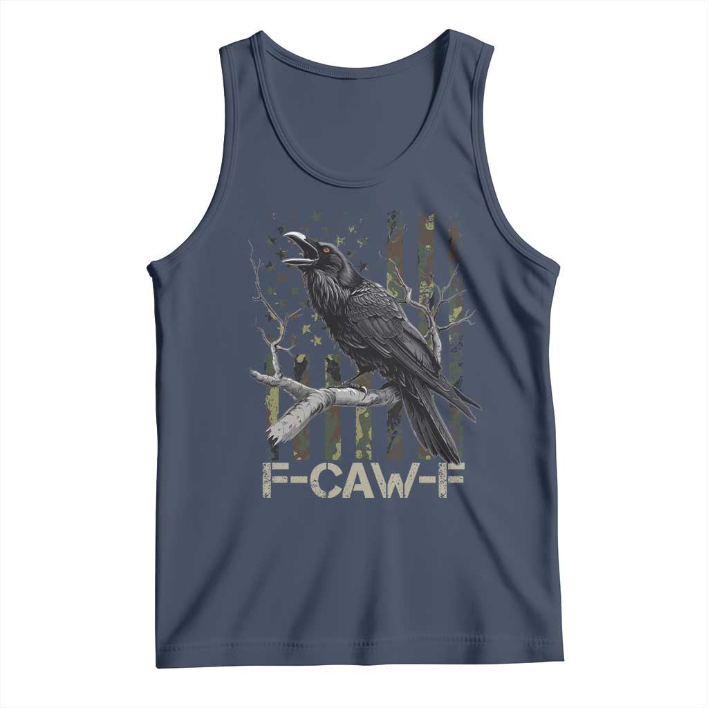 Funny Crow Tank Top F-Caw-F Raven Camo USA Flag Adult Humor - Wonder Print Shop