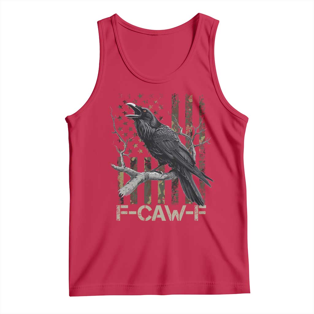 Funny Crow Tank Top F-Caw-F Raven Camo USA Flag Adult Humor - Wonder Print Shop