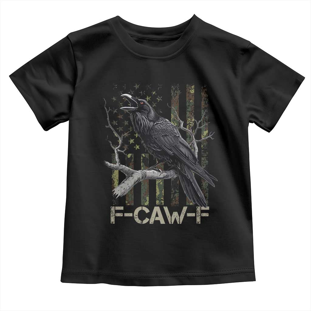 Funny Crow Toddler T Shirt F-Caw-F Raven Camo USA Flag Adult Humor - Wonder Print Shop