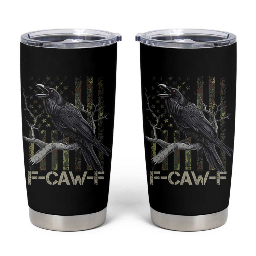 Funny Crow Tumbler Cup F-Caw-F Raven Camo USA Flag Adult Humor - Wonder Print Shop