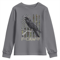 Funny Crow Youth Sweatshirt F-Caw-F Raven Camo USA Flag Adult Humor - Wonder Print Shop