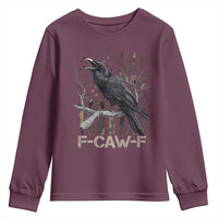 Funny Crow Youth Sweatshirt F-Caw-F Raven Camo USA Flag Adult Humor - Wonder Print Shop