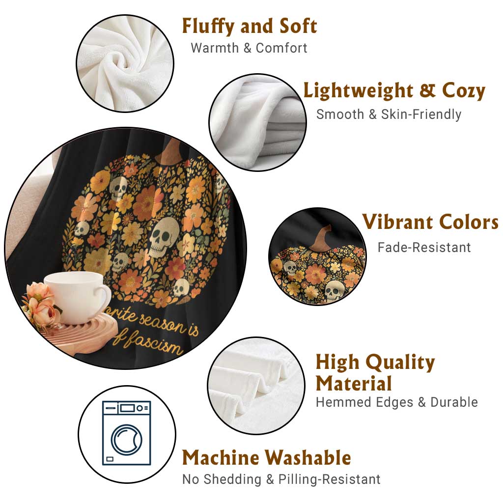 My Favorite Season is the Fall of Fascism Throw Blanket Social Justice Halloween Activist - Wonder Print Shop