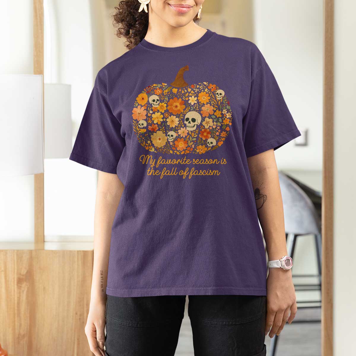 My Favorite Season is the Fall of Fascism T Shirt For Women Social Justice Halloween Activist - Wonder Print Shop