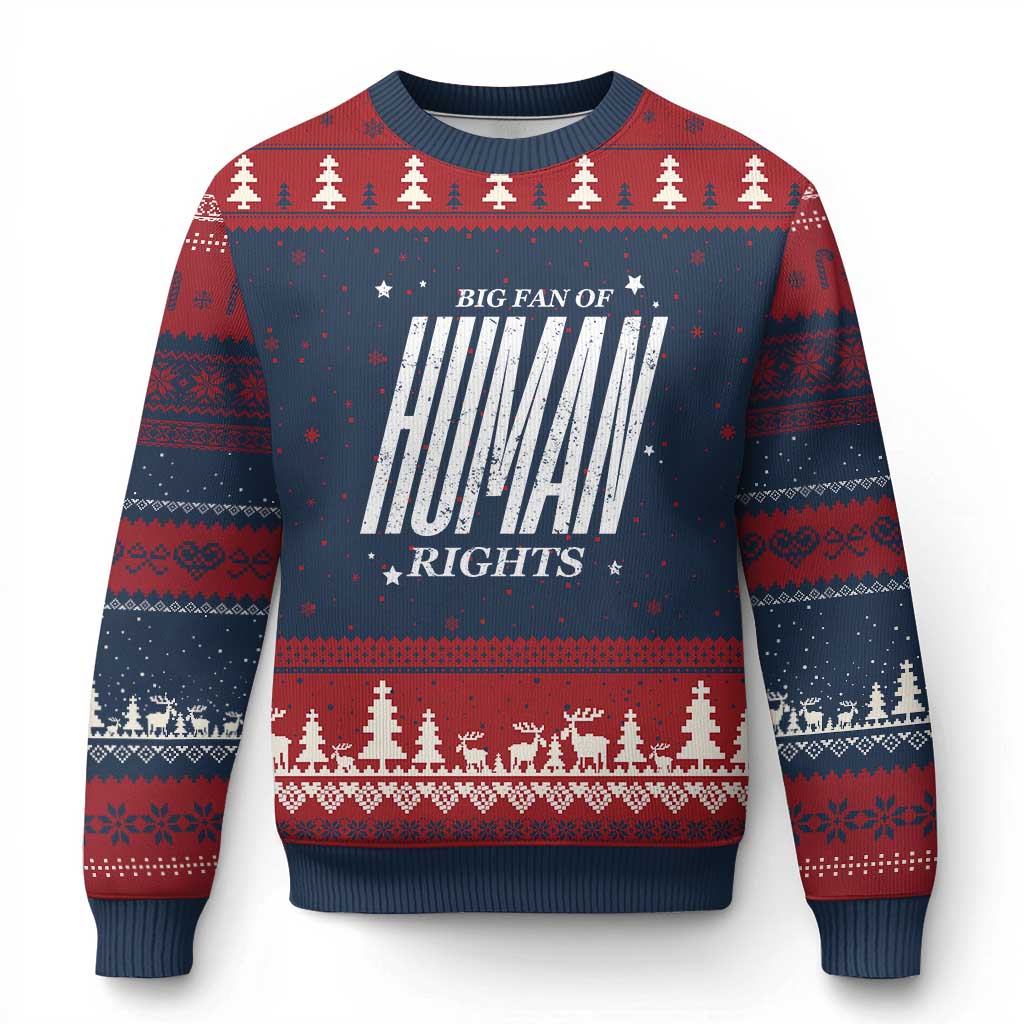 Big Fan Of Human Rights Ugly Christmas Sweater Equality Activist - Wonder Print Shop