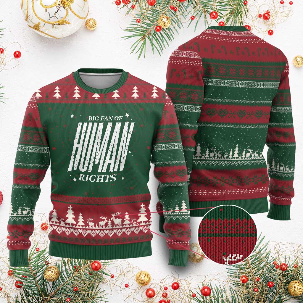 Big Fan Of Human Rights Ugly Christmas Sweater Equality Activist - Wonder Print Shop