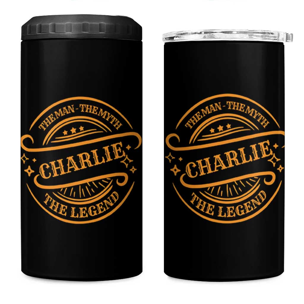 Charlie Kirk Memorial 4 in 1 Can Cooler Tumbler Vintage The Man The Myth The Legend - Wonder Print Shop