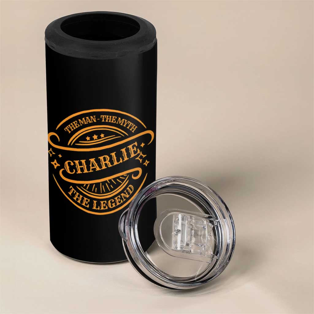 Charlie Kirk Memorial 4 in 1 Can Cooler Tumbler Vintage The Man The Myth The Legend - Wonder Print Shop
