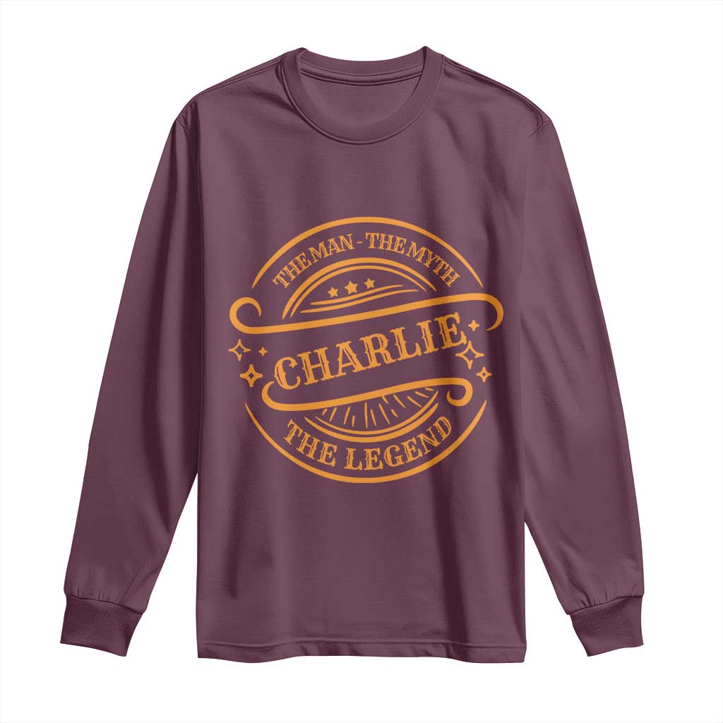 Charlie Kirk Memorial Long Sleeve Shirt Vintage The Man The Myth The Legend - Wonder Print Shop