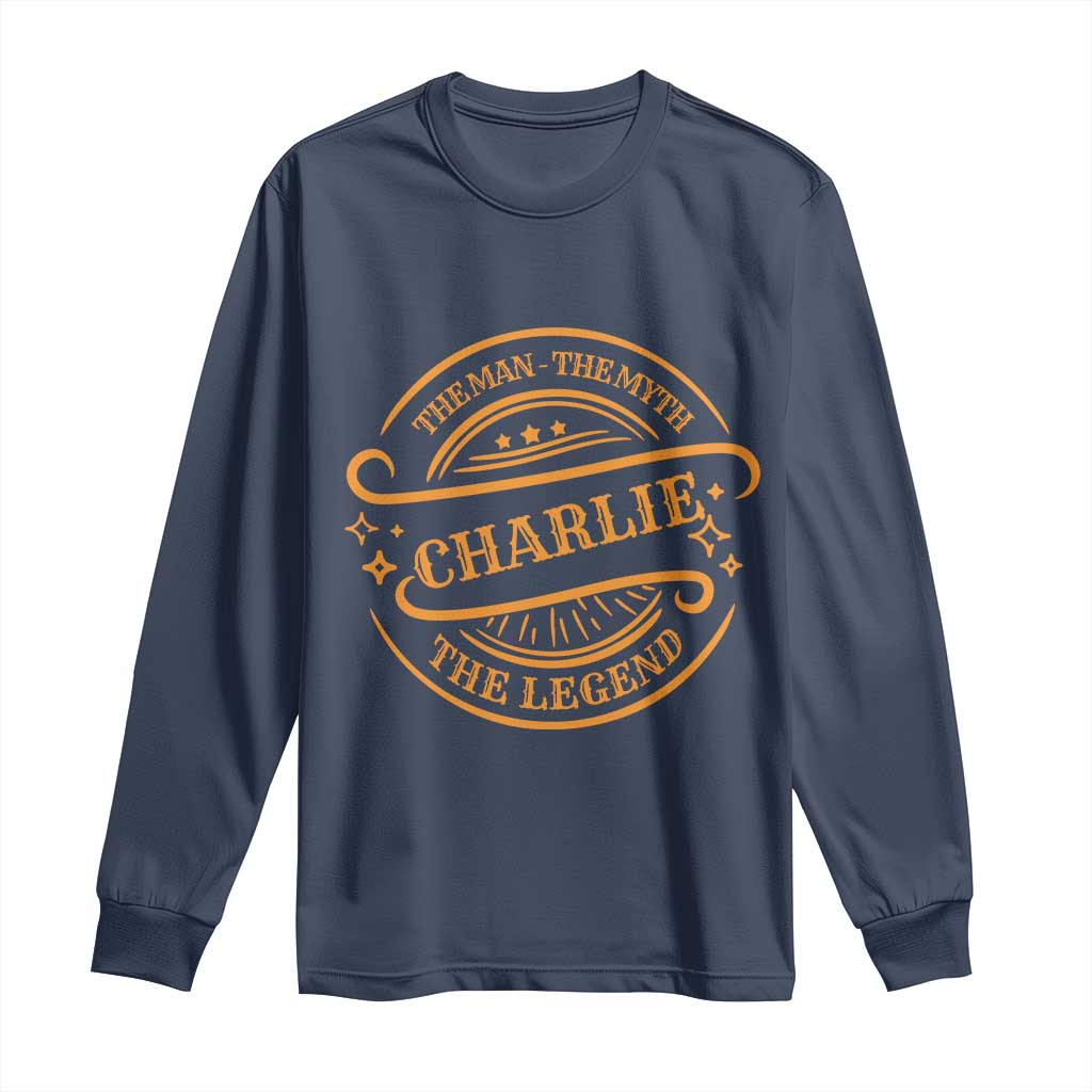 Charlie Kirk Memorial Long Sleeve Shirt Vintage The Man The Myth The Legend - Wonder Print Shop