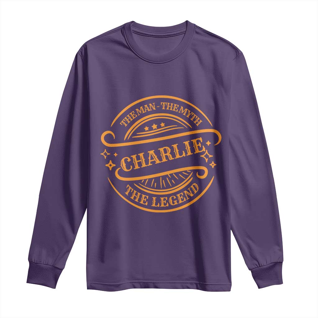 Charlie Kirk Memorial Long Sleeve Shirt Vintage The Man The Myth The Legend - Wonder Print Shop
