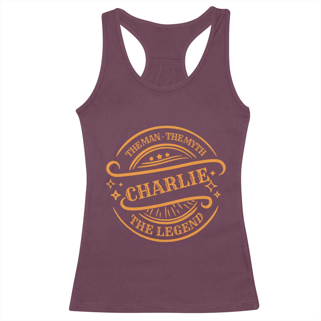 Charlie Kirk Memorial Racerback Tank Top Vintage The Man The Myth The Legend - Wonder Print Shop