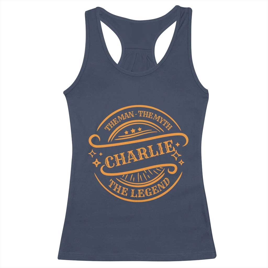 Charlie Kirk Memorial Racerback Tank Top Vintage The Man The Myth The Legend - Wonder Print Shop