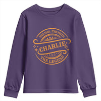 Charlie Kirk Memorial Youth Sweatshirt Vintage The Man The Myth The Legend - Wonder Print Shop