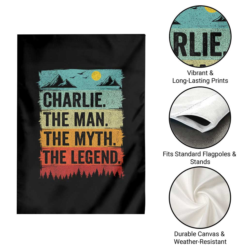 Charlie The Man The Myth The Legend Garden Flag Retro Vintage - Wonder Print Shop