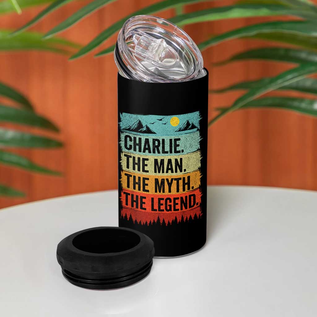 Charlie The Man The Myth The Legend 4 in 1 Can Cooler Tumbler Retro Vintage - Wonder Print Shop