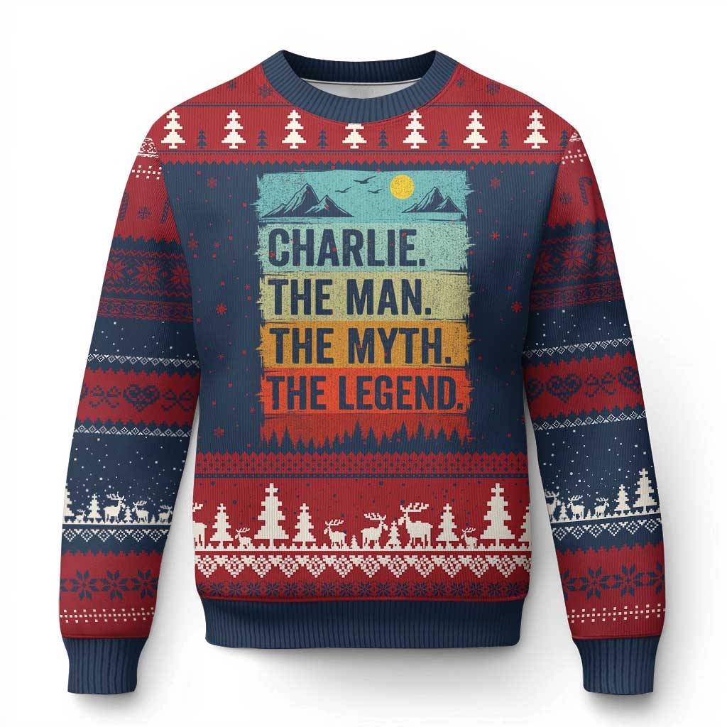 Charlie The Man The Myth The Legend Ugly Christmas Sweater Retro Vintage - Wonder Print Shop