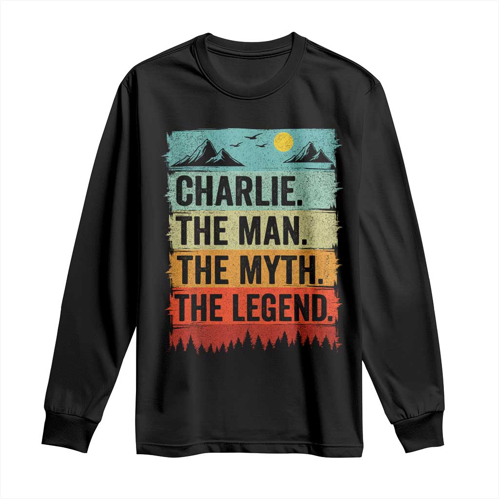 Charlie The Man The Myth The Legend Long Sleeve Shirt Retro Vintage - Wonder Print Shop