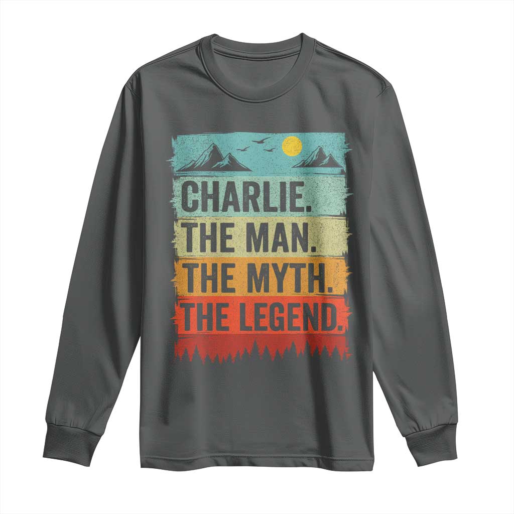 Charlie The Man The Myth The Legend Long Sleeve Shirt Retro Vintage - Wonder Print Shop