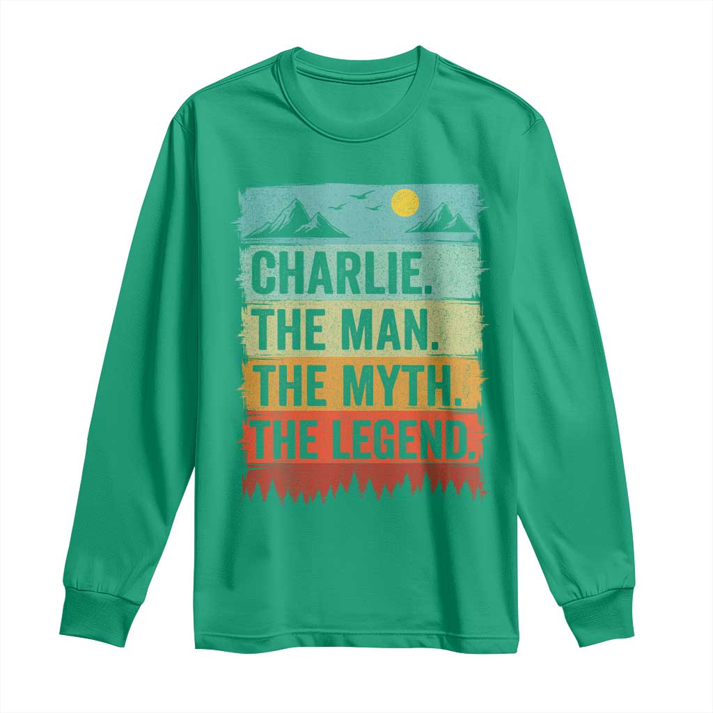 Charlie The Man The Myth The Legend Long Sleeve Shirt Retro Vintage - Wonder Print Shop