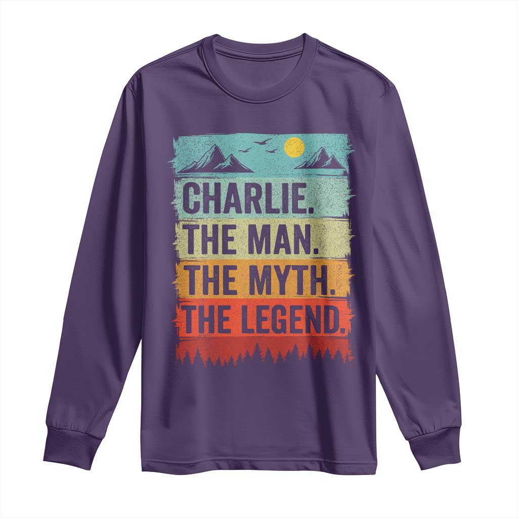 Charlie The Man The Myth The Legend Long Sleeve Shirt Retro Vintage - Wonder Print Shop