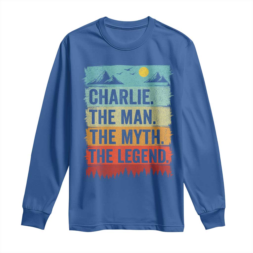 Charlie The Man The Myth The Legend Long Sleeve Shirt Retro Vintage - Wonder Print Shop