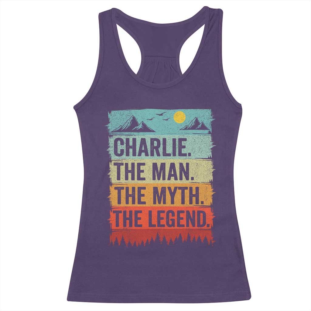 Charlie The Man The Myth The Legend Racerback Tank Top Retro Vintage - Wonder Print Shop