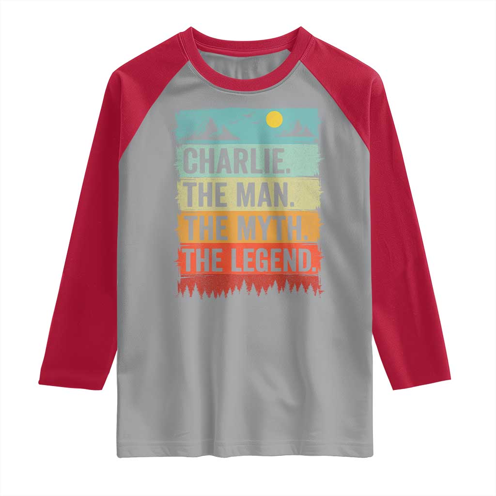 Charlie The Man The Myth The Legend Raglan Shirt Retro Vintage - Wonder Print Shop