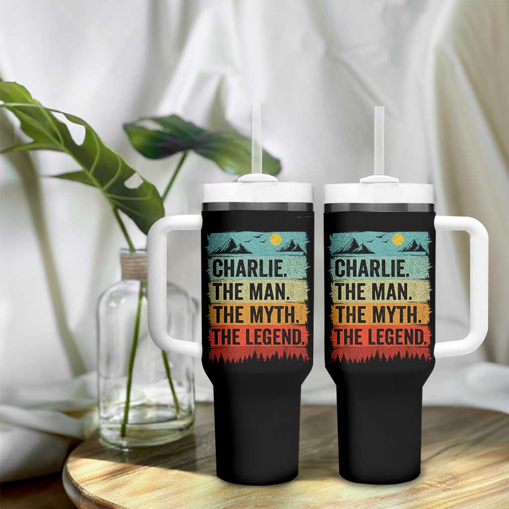 Charlie The Man The Myth The Legend Tumbler With Handle Retro Vintage - Wonder Print Shop