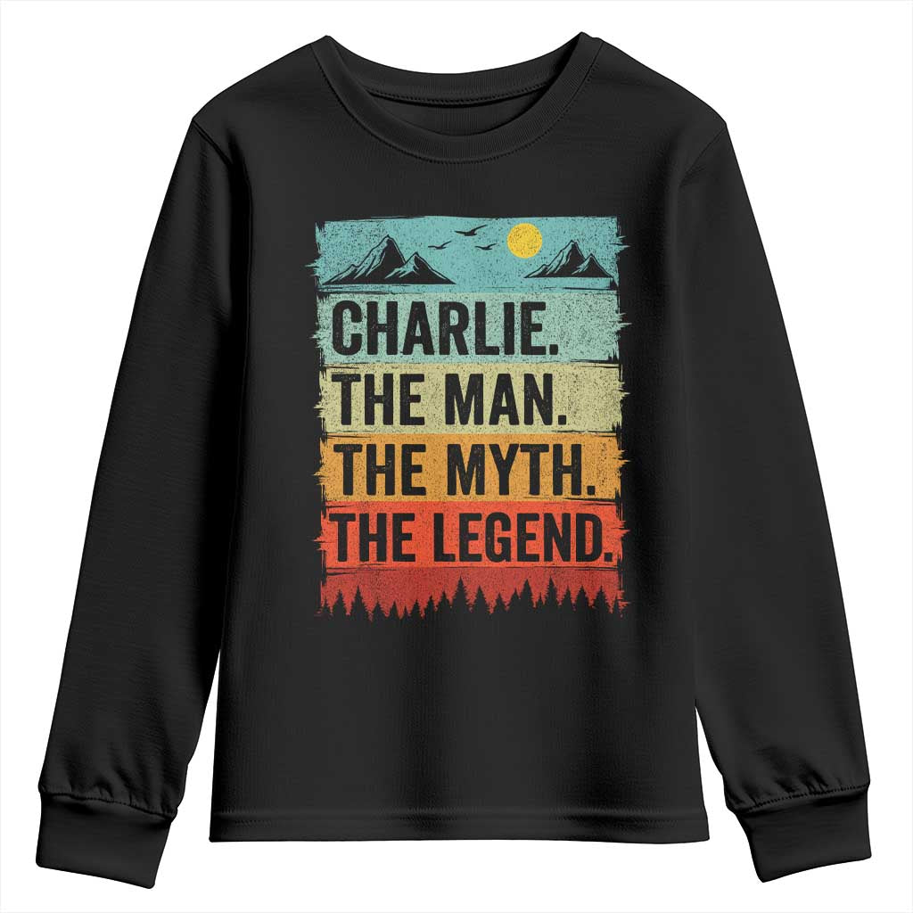 Charlie The Man The Myth The Legend Youth Sweatshirt Retro Vintage - Wonder Print Shop