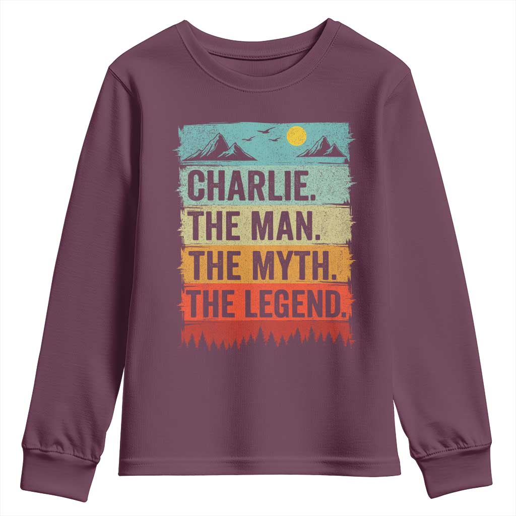 Charlie The Man The Myth The Legend Youth Sweatshirt Retro Vintage - Wonder Print Shop