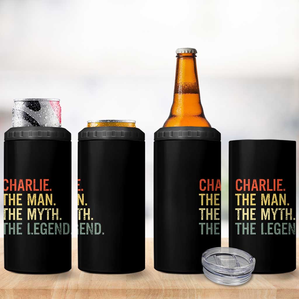 Retro Charlie The Man The Myth The Legend 4 in 1 Can Cooler Tumbler - Wonder Print Shop